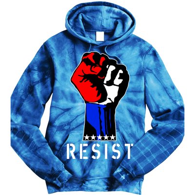 Resist Revolution Fight USA Stars Flag Fist Anti Trump Tie Dye Hoodie