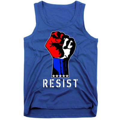 Resist Revolution Fight USA Stars Flag Fist Anti Trump Tank Top