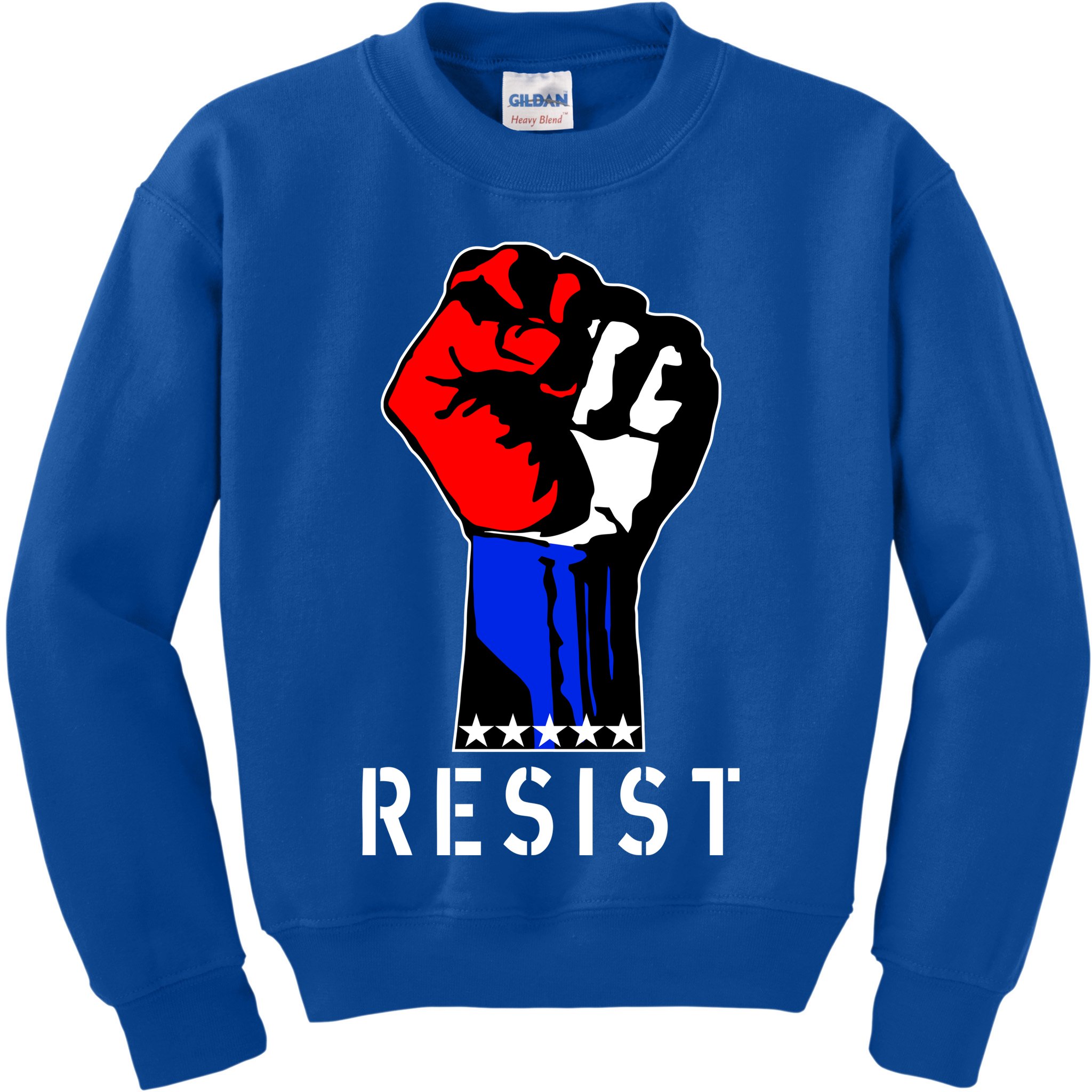 Resist Revolution Fight USA Stars Flag Fist Anti Trump Kids Sweatshirt