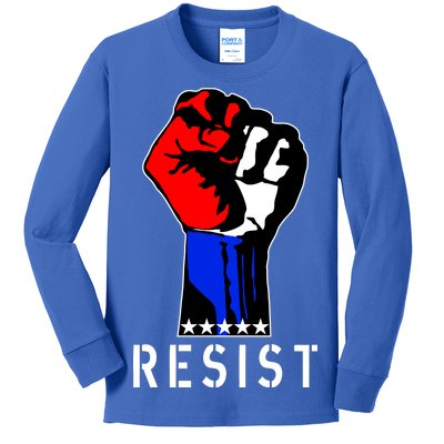 Resist Revolution Fight USA Stars Flag Fist Anti Trump Kids Long Sleeve Shirt