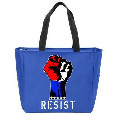 Resist Revolution Fight USA Stars Flag Fist Anti Trump Zip Tote Bag