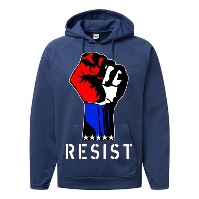 Resist Revolution Fight USA Stars Flag Fist Anti Trump Performance Fleece Hoodie