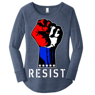 Resist Revolution Fight USA Stars Flag Fist Anti Trump Women's Perfect Tri Tunic Long Sleeve Shirt