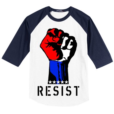 Resist Revolution Fight USA Stars Flag Fist Anti Trump Baseball Sleeve Shirt