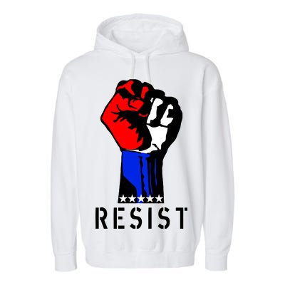 Resist Revolution Fight USA Stars Flag Fist Anti Trump Garment-Dyed Fleece Hoodie