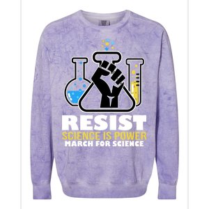 Resist Science is Power March for Science Fist Logo Colorblast Crewneck Sweatshirt