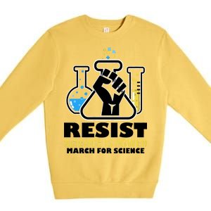 Resist Science is Power March for Science Fist Logo Premium Crewneck Sweatshirt