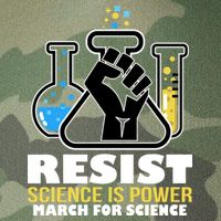 Resist Science is Power March for Science Fist Logo Legacy Tie Dye Trucker Hat