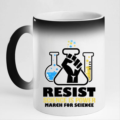 Resist Science is Power March for Science Fist Logo 11oz Black Color Changing Mug