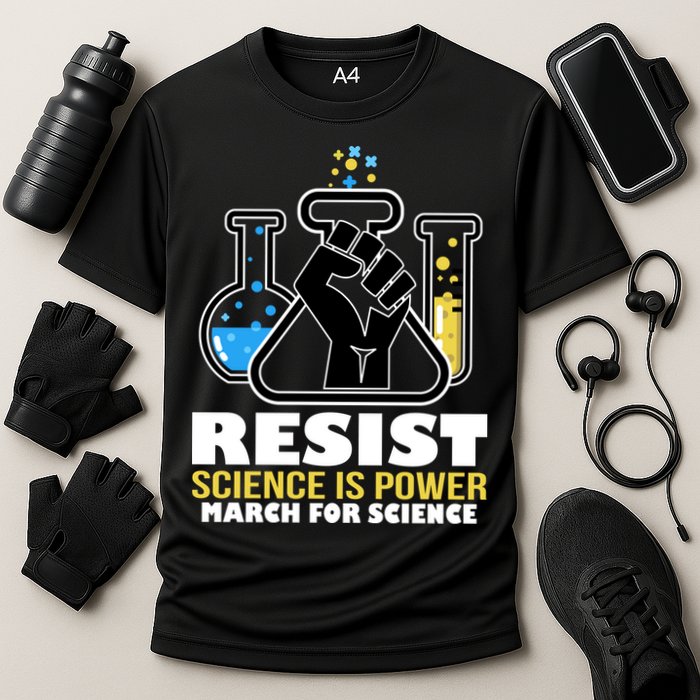 Resist Science is Power March for Science Fist Logo Performance Shirt