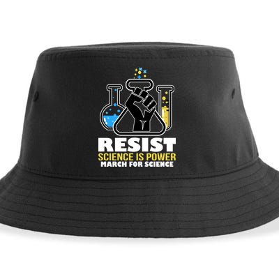 Resist Science is Power March for Science Fist Logo Sustainable Bucket Hat
