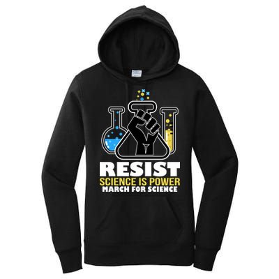 Resist Science is Power March for Science Fist Logo Women's Pullover Hoodie