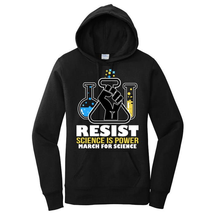 Resist Science is Power March for Science Fist Logo Women's Pullover Hoodie