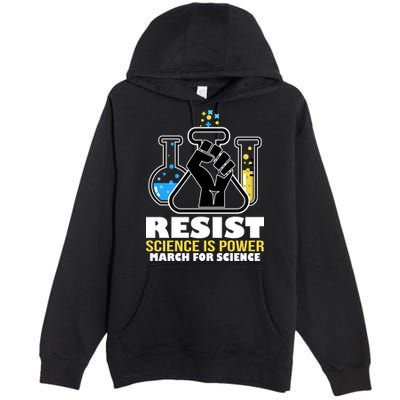 Resist Science is Power March for Science Fist Logo Premium Pullover Hoodie