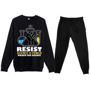 Resist Science is Power March for Science Fist Logo Premium Crewneck Sweatsuit Set