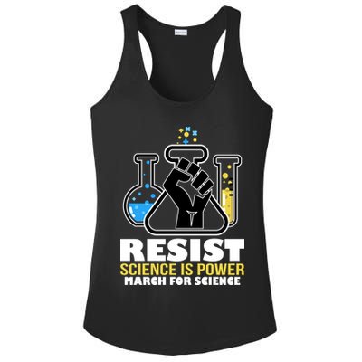 Resist Science is Power March for Science Fist Logo Ladies PosiCharge Competitor Racerback Tank