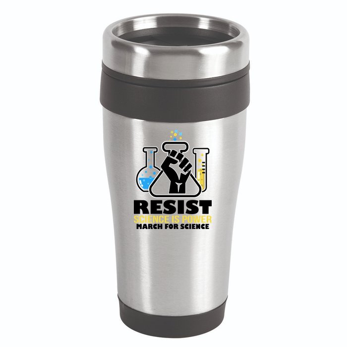 Resist Science is Power March for Science Fist Logo 16oz Travel Tumbler
