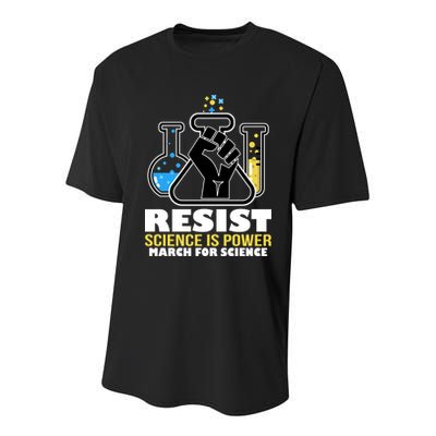 Resist Science is Power March for Science Fist Logo Youth Performance Sprint T-Shirt