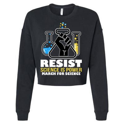Resist Science is Power March for Science Fist Logo Cropped Pullover Crew