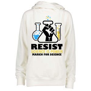 Resist Science is Power March for Science Fist Logo Womens Funnel Neck Pullover Hood