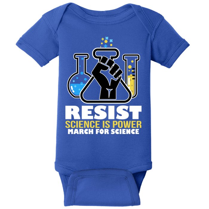 Resist Science is Power March for Science Fist Logo Baby Bodysuit