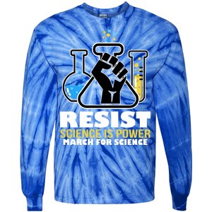 Resist Science is Power March for Science Fist Logo Tie-Dye Long Sleeve Shirt