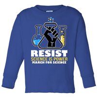 Resist Science is Power March for Science Fist Logo Toddler Long Sleeve Shirt