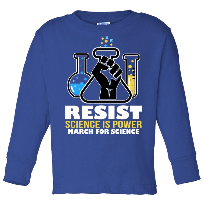 Resist Science is Power March for Science Fist Logo Toddler Long Sleeve Shirt