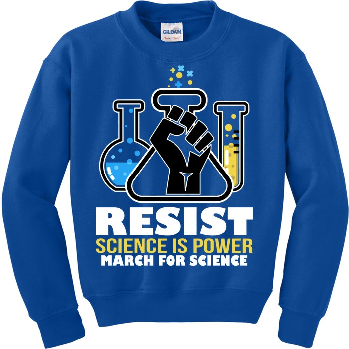 Resist Science is Power March for Science Fist Logo Kids Sweatshirt