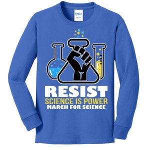 Resist Science is Power March for Science Fist Logo Kids Long Sleeve Shirt