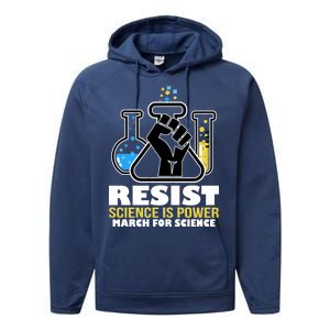 Resist Science is Power March for Science Fist Logo Performance Fleece Hoodie