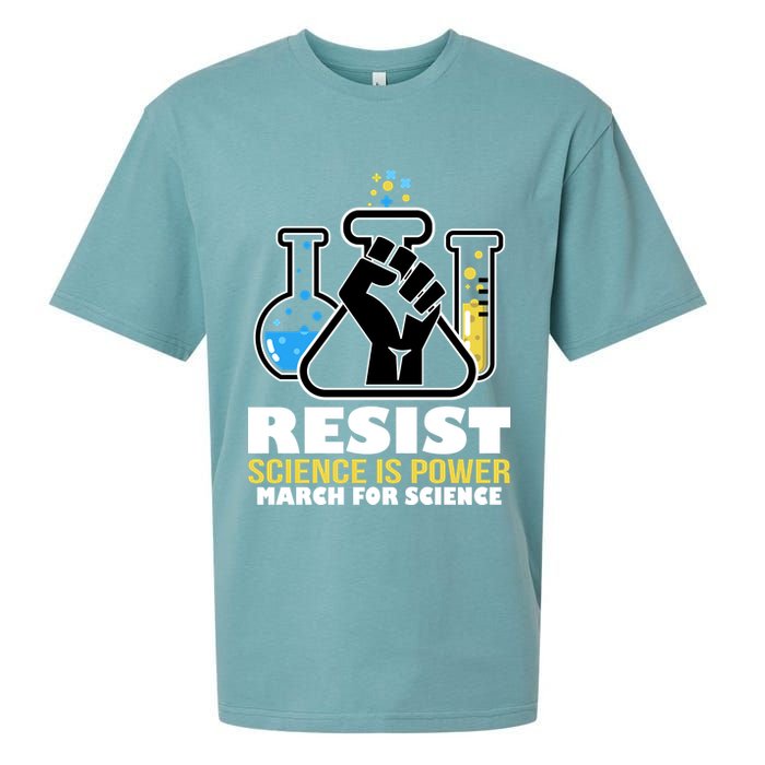 Resist Science is Power March for Science Fist Logo Sueded Cloud Jersey T-Shirt