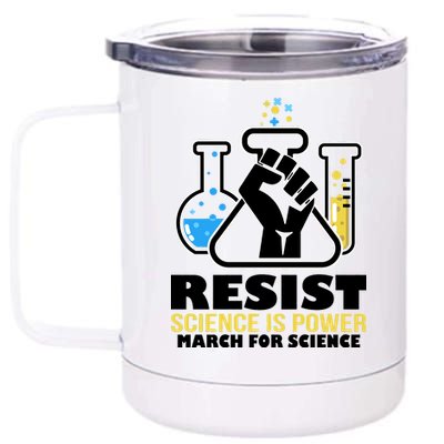 Resist Science is Power March for Science Fist Logo 12 oz Stainless Steel Tumbler Cup