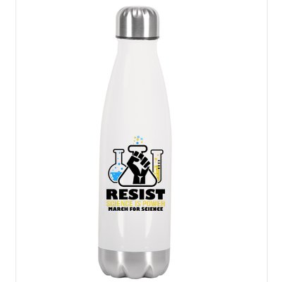 Resist Science is Power March for Science Fist Logo Stainless Steel Insulated Water Bottle