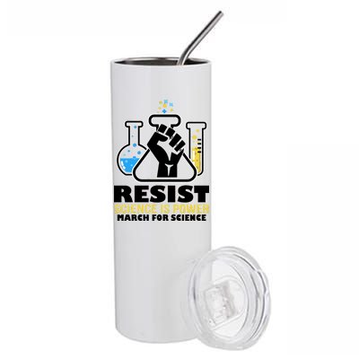 Resist Science is Power March for Science Fist Logo Stainless Steel Tumbler