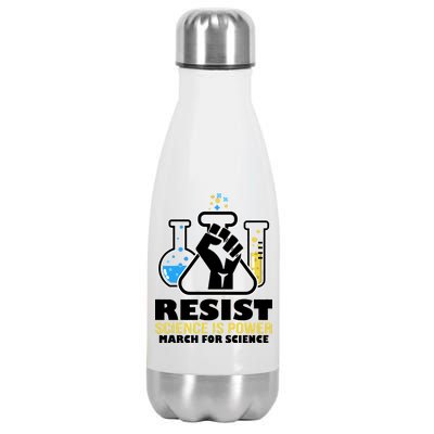 Resist Science is Power March for Science Fist Logo Stainless Steel Insulated Water Bottle