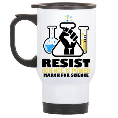 Resist Science is Power March for Science Fist Logo Stainless Steel Travel Mug