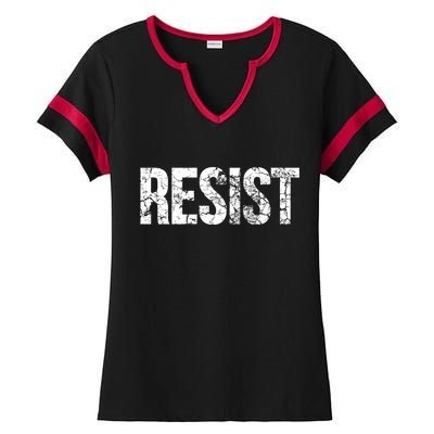 Resist United States of America Rebel Political Resistance Ladies Halftime Notch Neck Tee