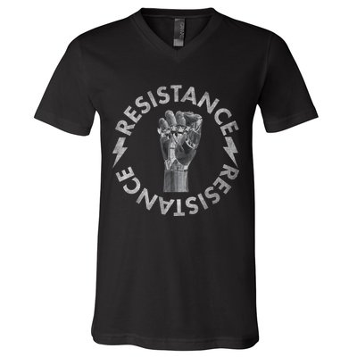 Resistance Robot Fist V-Neck T-Shirt