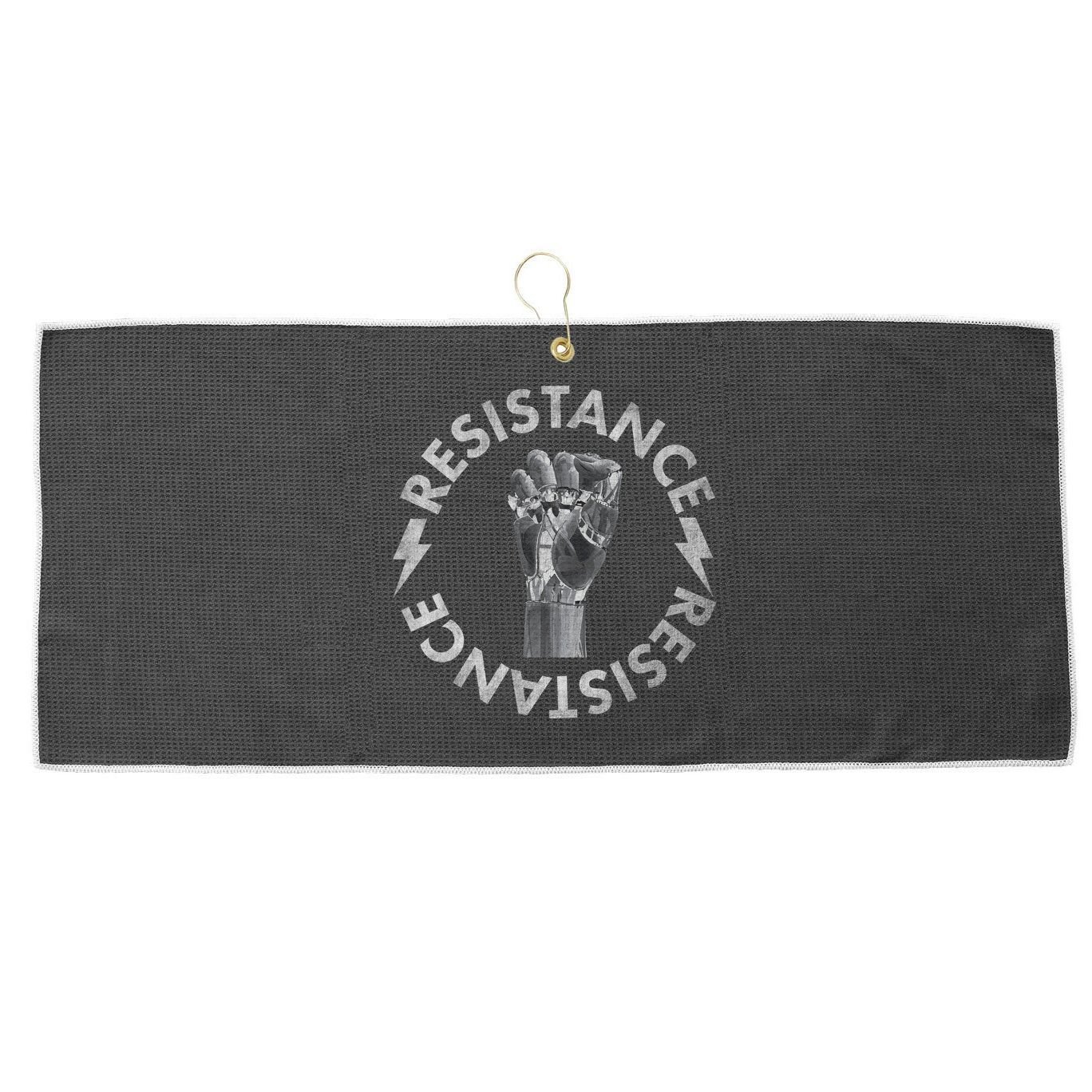 Resistance Robot Fist Large Microfiber Waffle Golf Towel