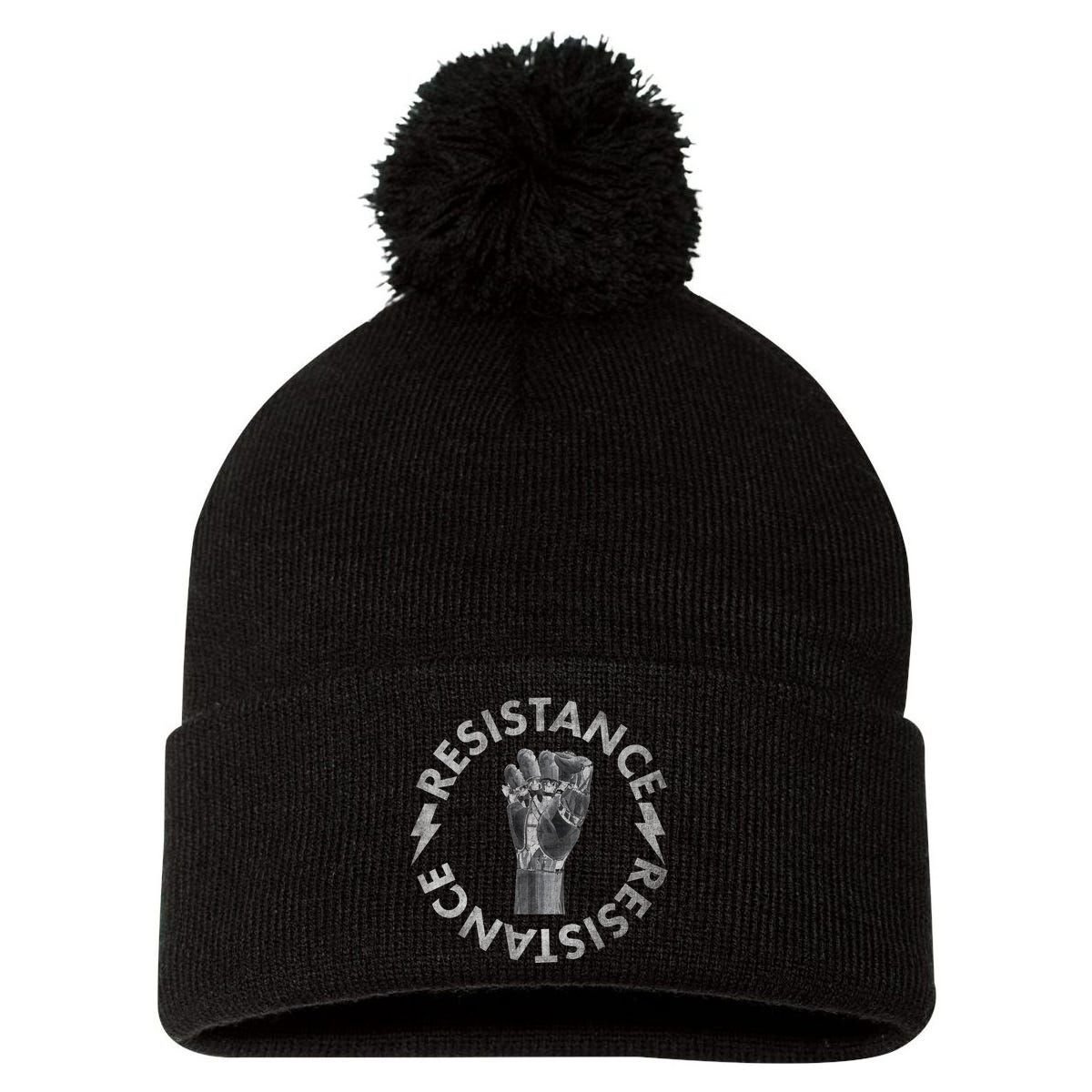 Resistance Robot Fist Pom Pom 12in Knit Beanie
