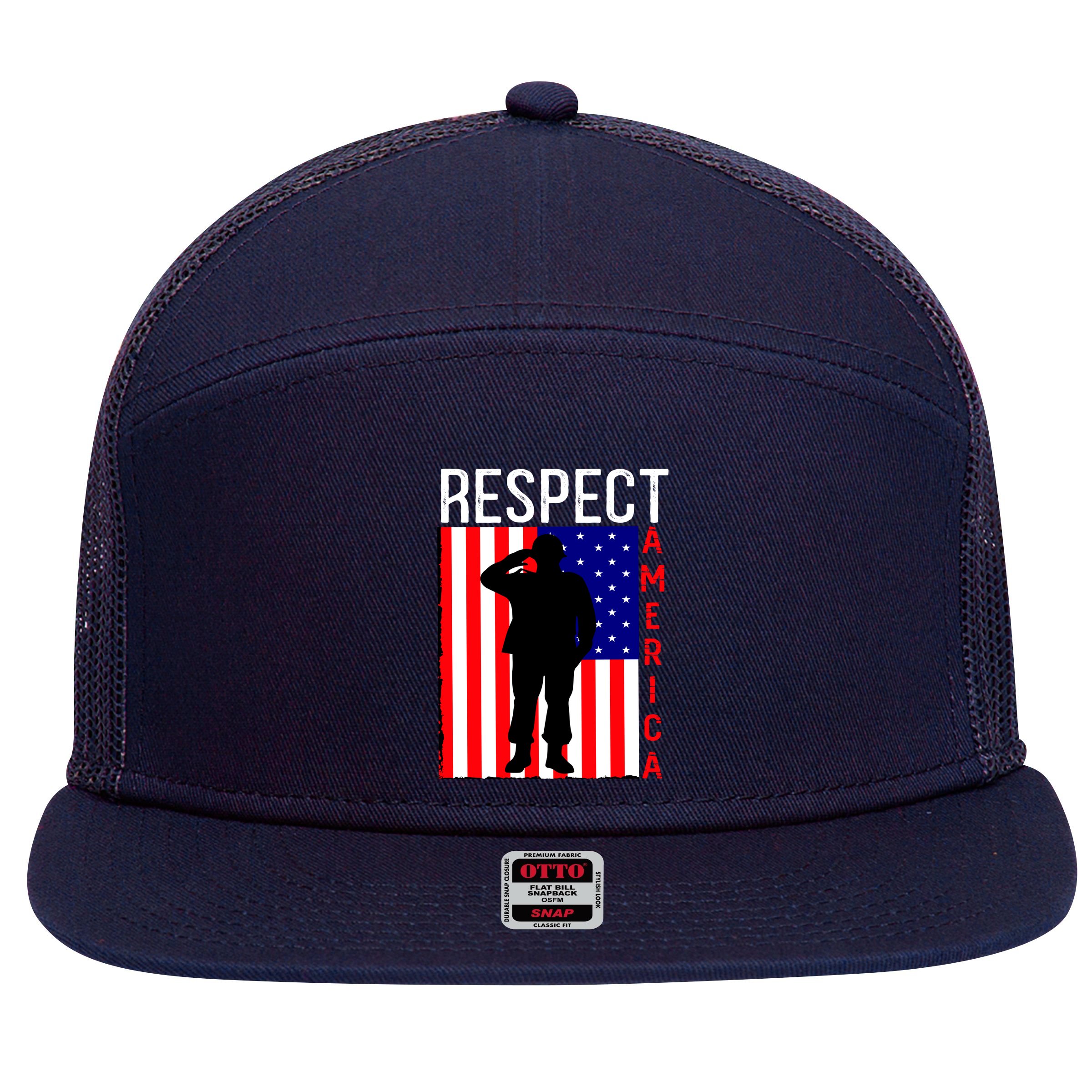 Respect America 7 Panel Mesh Trucker Snapback Hat