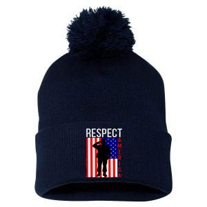 Respect America Pom Pom 12in Knit Beanie