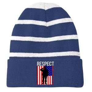 Respect America Striped Beanie with Solid Band