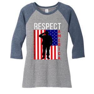 Respect America Women's Tri-Blend 3/4-Sleeve Raglan Shirt