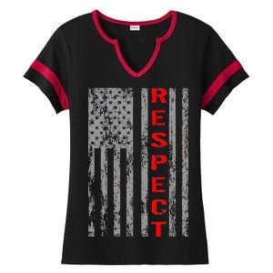 Respect Flag Of America Ladies Halftime Notch Neck Tee