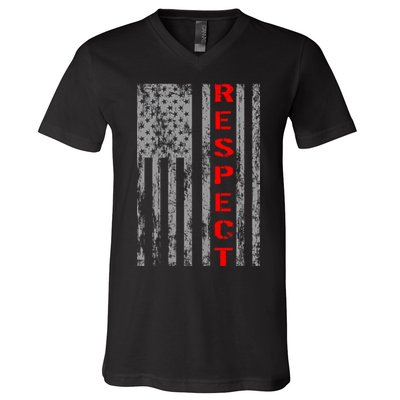 Respect Flag Of America V-Neck T-Shirt