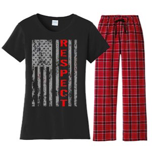 Respect Flag Of America Women's Flannel Pajama Set