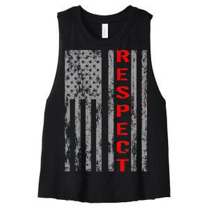 Respect Flag Of America Women's Racerback Cropped Tank