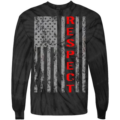 Respect Flag Of America Tie-Dye Long Sleeve Shirt